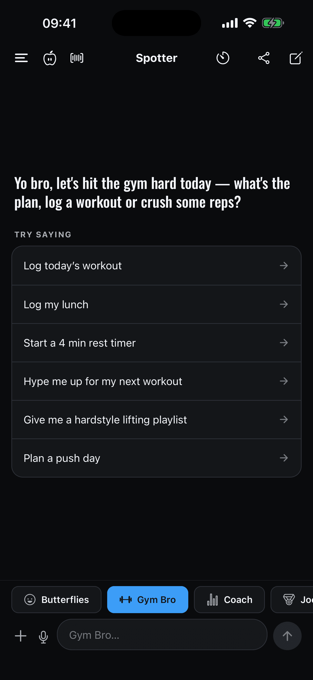 Coach landing — a conversation, with Try saying prompts